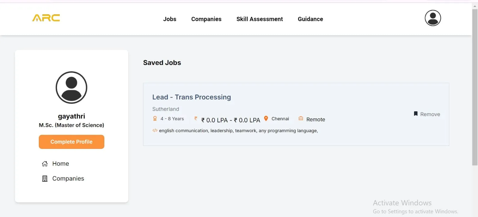 Saved Jobs