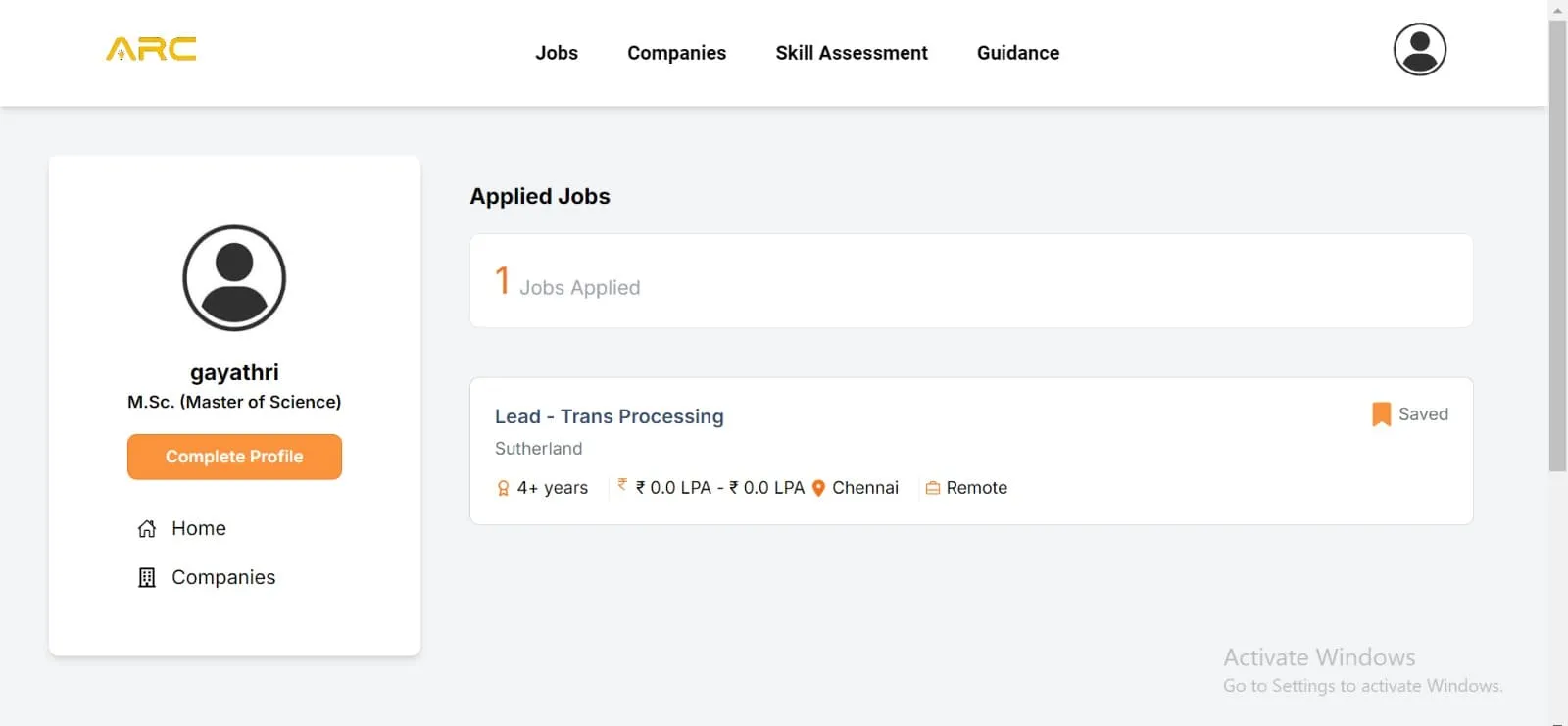 Applied Jobs